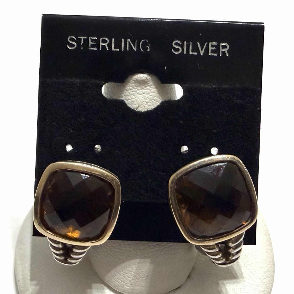 Lorenzo Sterling Silver 18K Smoky Quartz Earrings